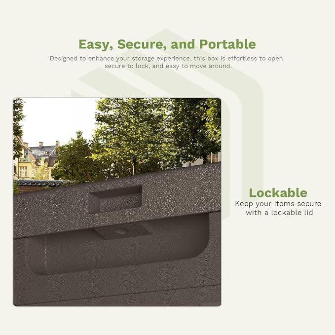 Patiowell 48-Gallon Resin Package Delivery Box for Outside, Waterproof Storage Deck Box with Lockable Secure (Brown)