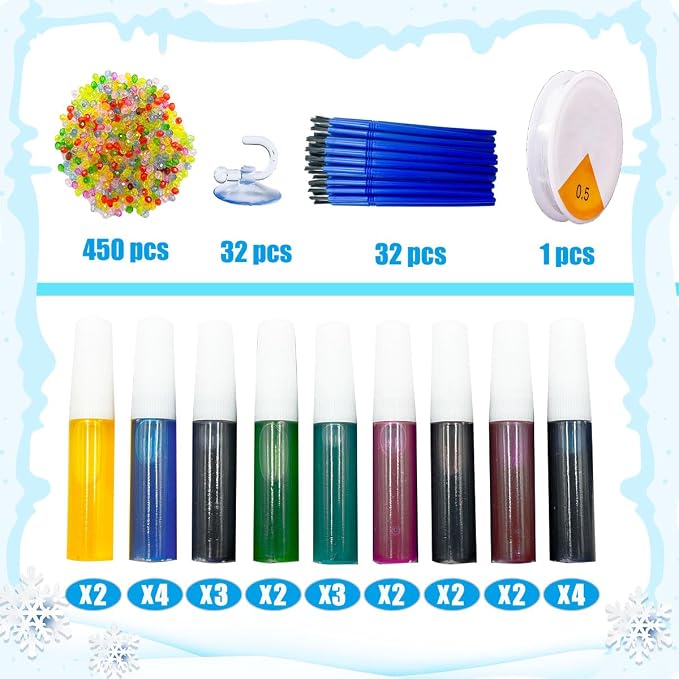 AUEKIV Snowflake Suncatcher Kit 32Sets Winter Snowflake Suncatchers Window Art Paint Sun Catchers DIY Craft Kit for Xmas Decoration Classroom Home Winter Christmas Holiday Art Project Party Favors