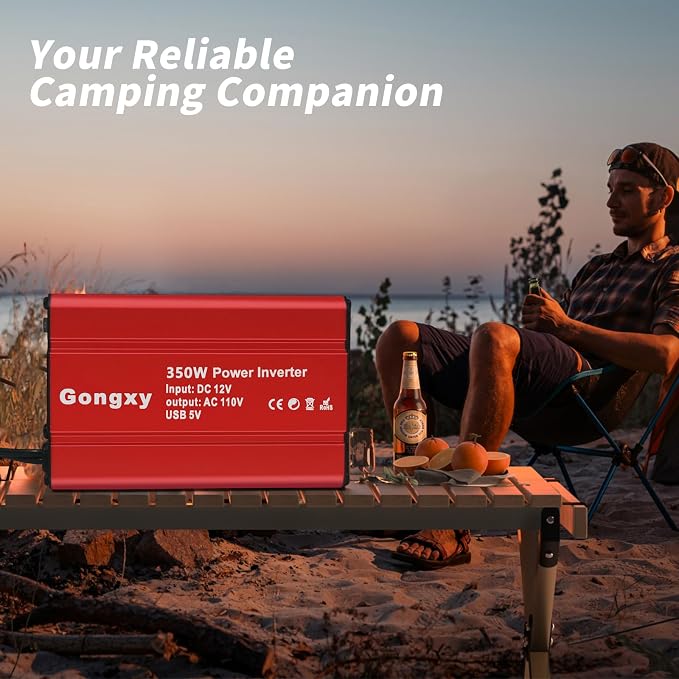 Car Power Inverters 350W Inverter - 12v DC to 110v AC Converter with AC Outlets USB Type-c Port,Car Power Converter for Truck/Home/Vehicles/Laptop Trip (Red, 350W)