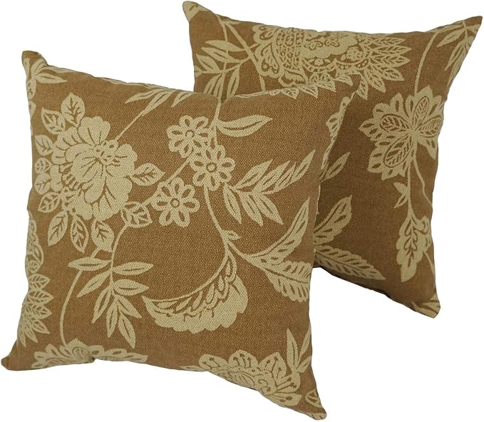 Blazing Needles Outdoor Floral Throw Pillow, 17", Fairmont Natural 2 Count