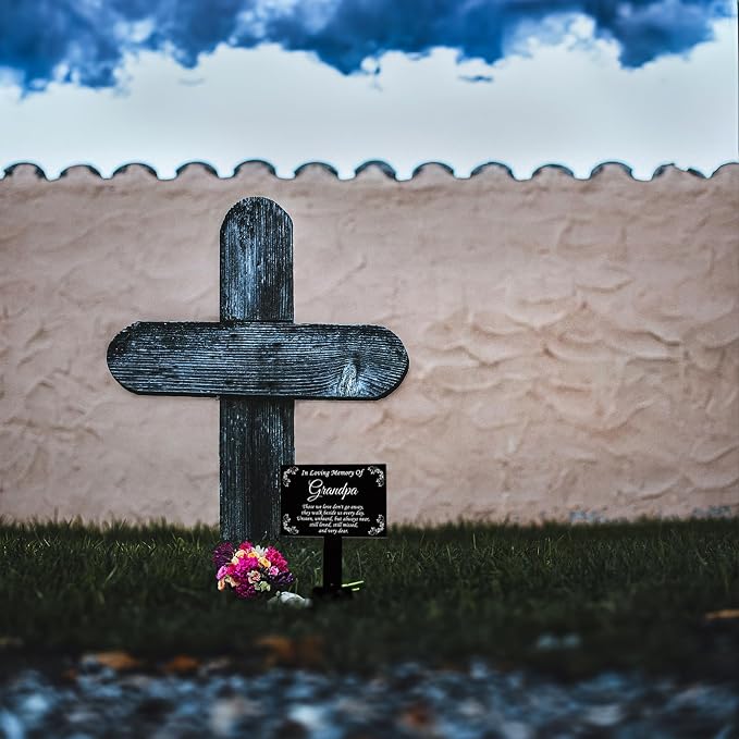 Memorial Metal Grave Marker Stake - Cemetery Garden Decor for Grandpa, Rust-Proof All-Weather Outdoor Yard Decoration, Remembrance Plaque for Gravesite