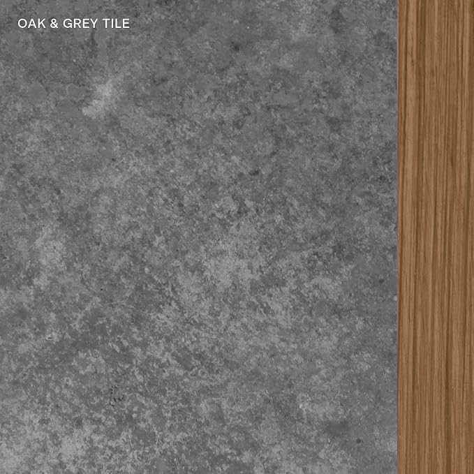 Honeycomb Indoor/Outdoor Omni Table: Weather, Rust, Heat, and Stain Resistant, Flexible Design to Stand Alone or be Combined, Stylish Yet Sturdy, Grey Tile Top, Steel Frame with Oak Finish
