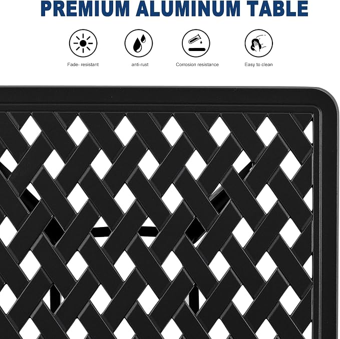 21”Cast Aluminum Outdoor Side Table, Cast Aluminum Patio End Tables, Weather Resistant End Table, Coffee Table for Patio, Porch, Deck, Garden, Black (2, Black)