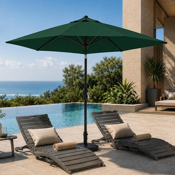 7.5ft Patio Umbrella, Outdoor Table Market Umbrella with Smooth Crank Lift, 6 Windproof Fiberglass Ribs, UPF50+ UV Protection for Deck, Pool, Garden and Backyard