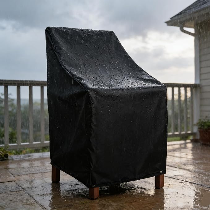 RosieLily Patio Chair Covers High Back Outdoor Bar Stool Covers (1 Pack-Black, 28.35"W x 36.22"D x 47.24"H)