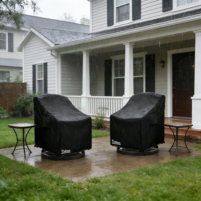 Patio Chair Covers 2 Pack,Swivel Lounge Chair Cover,Waterproof Heavy Duty Patio Furniture Covers for Outdoor Swivel Lounge Chair(30 W x 34 D x 38.5 H inches) Black