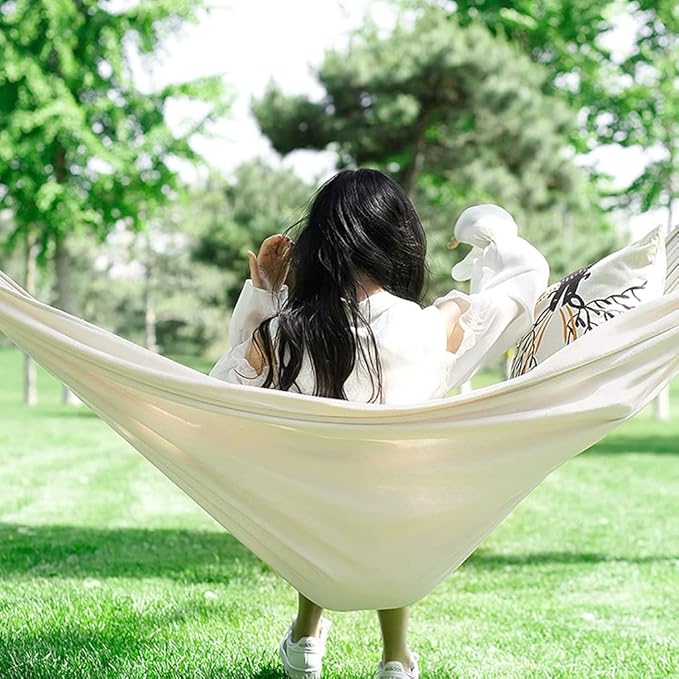 Portable Hammock,Canvas Hammock,Outdoor Hammock Anti-Rollover Travel Camping Portable Hammock Hanging Chair Outdoor Portable Camping Travel Equipment (Color : White, Size : 190 * 150cm)