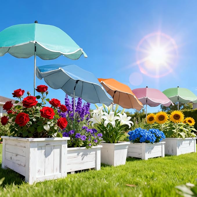 5 Pcs Plant Umbrellas with Adjustable Angle, 23.6 Inch Tall 40" Canopy Adjustable Height Sun Shade Cover for Outdoor Potted Plants, Garden Beds & Patio Flowers, UV Protection & Easy Setup