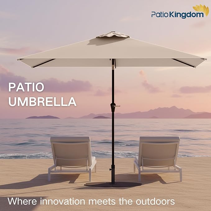 6.5'x10' Rectangular Patio Outdoor Umbrella,Large Coverage with Push-Button Tilt & UV Protection,Sturdy Ribs for Deck,Lawn,Pool,Backyard