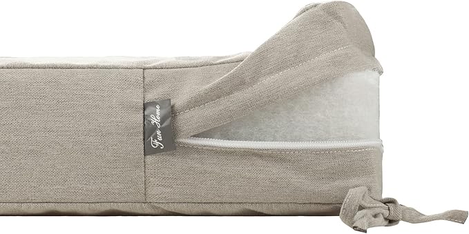 FUNHOME Outdoor Bench Cushion Cover 48 x18 x 3 inch,Water Resistant Cover with Zipper&Ties,Fade-Resistant Slipcover,Patio Porch Swing Cushion Cover Replacement Only,No Insert(Light Brown)