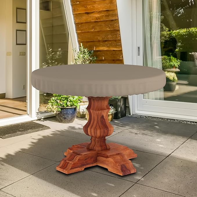 Seal Skin Covers Outdoor Round Table Top Cover, Heavy-Duty Elite PVC Waterproof & UV-Resistant Material, All-Weather Protection for Patio Furniture (Beige, 36"Dia x 4"H)