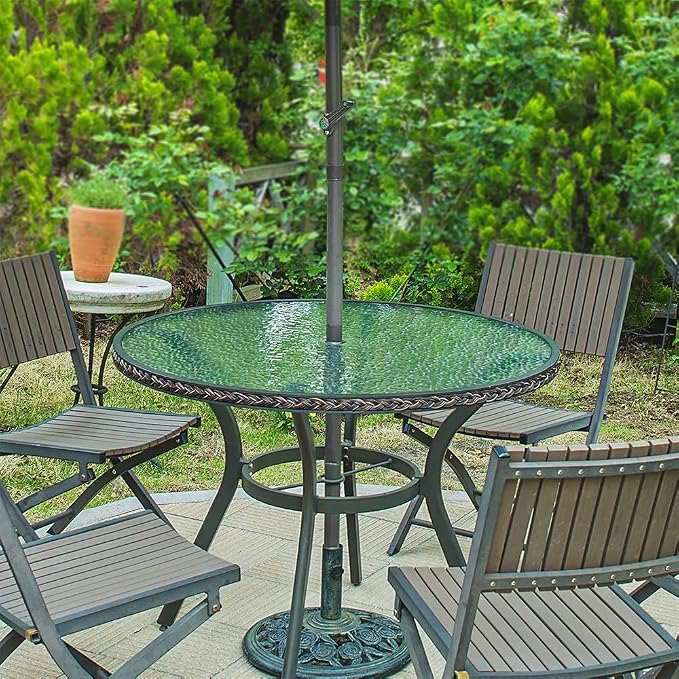 Round Clear Tempered Patio Glass Table Top 42 Inch with 3/16 Inch Thick Flat Polished Edge w/ 2-1/4" Hole, Ideal for Tables Desks Workspaces and Outdoor Furniture by Fab Glass and Mirror