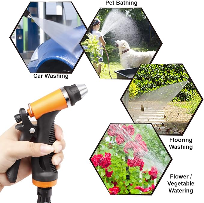 Portable Intelligent Electric Pressure Washer Pump 100W 160 PSI 12V Portable Pressure Powerful Washing Kit with 21.3 Feet PVC Hose for Home, Car, Garden, Projects (100 W-Black Hose)