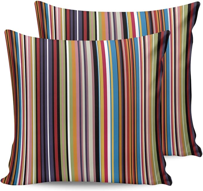 Outdoor Waterproof Pillow Covers for Patio Furniture Simple Stripe Decorative Throw Pillow Cover Geometric Pattern Pillowcases Set of 2 Cushion Case for Sofa Couch Chair Home Decor 24x24 inch