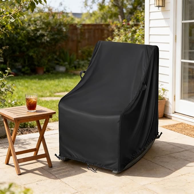 Kasla Patio Chair Cover, Waterproof Heavy Duty Cover for Outdoor Rocking Chair & Rattan Wicker Chair & Swivel Chair & Dining Chair (Black, 27"L×34"W×45"H)