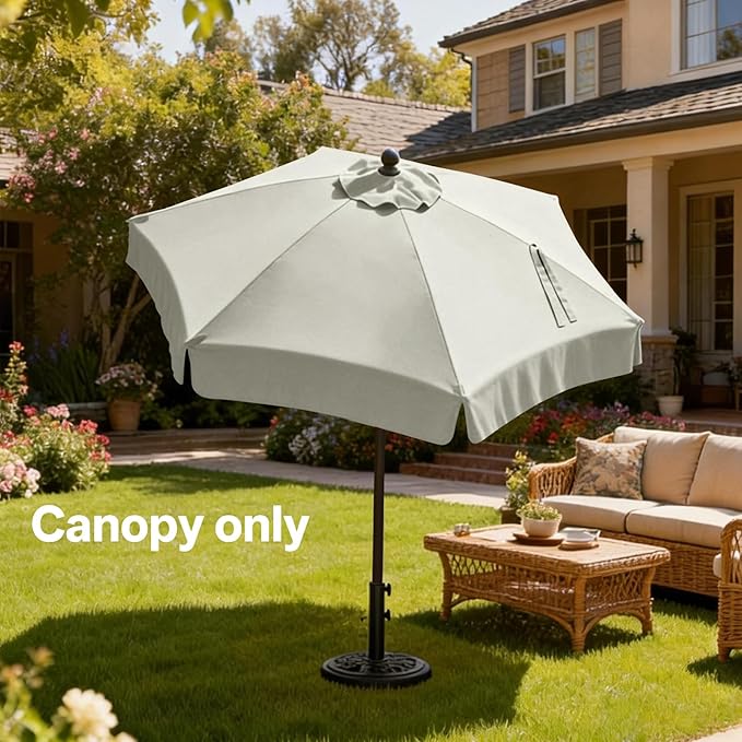 MASTERCANOPY Valance Patio Umbrella 7.5 ft Replacement Canopy for 6 Ribs-Beige Canopy Only