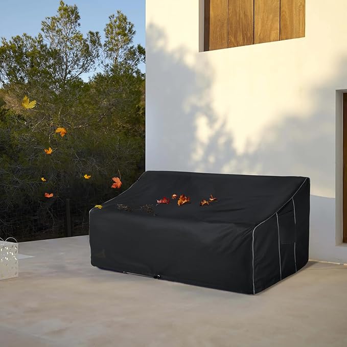 FORSPARK Patio Furniture Sofa Covers 58W x 40D x 31H 2-Seater inch Outdoor Waterproof Couch Loveseat Bench Cover, Black