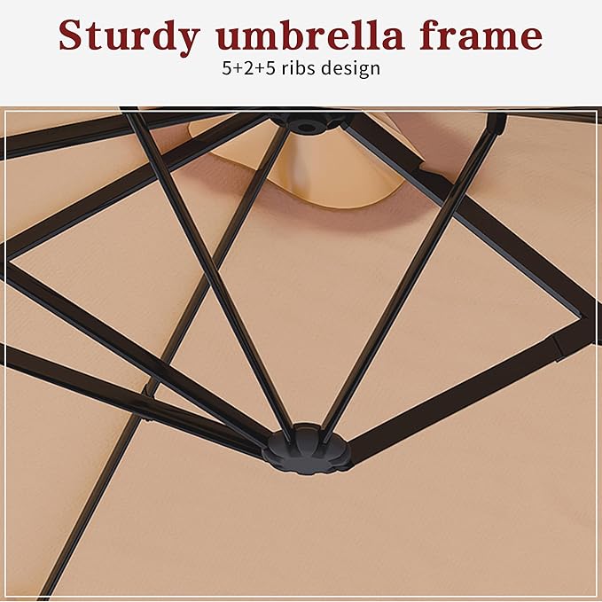 Vongrasig 15FT Large Patio Umbrella with Base Included, Outdoor Double sided Umbrellas with Crank Handle, Rectangle Table Umbrella for Pool Lawn Garden Market