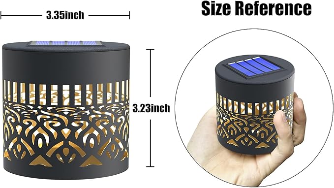 Hapjoy Solar Fence Lights 2 Pack Outdoor Deck Step Wall Lights Metal Waterproof LED Warm Yellow Light for Garden Post Patio Backyard Yard Decor (Butterfly-Flower, 2)