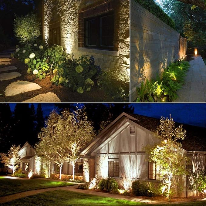 SUNTHIN 4 Pack Outdoor Landscape Lighting with Transformer, LED Spot Lights | Low Voltage Outdoor Yard Lighting, Extendable, IP65 Waterproof Landscape Ground Lights for Garden, Trees & Pathway