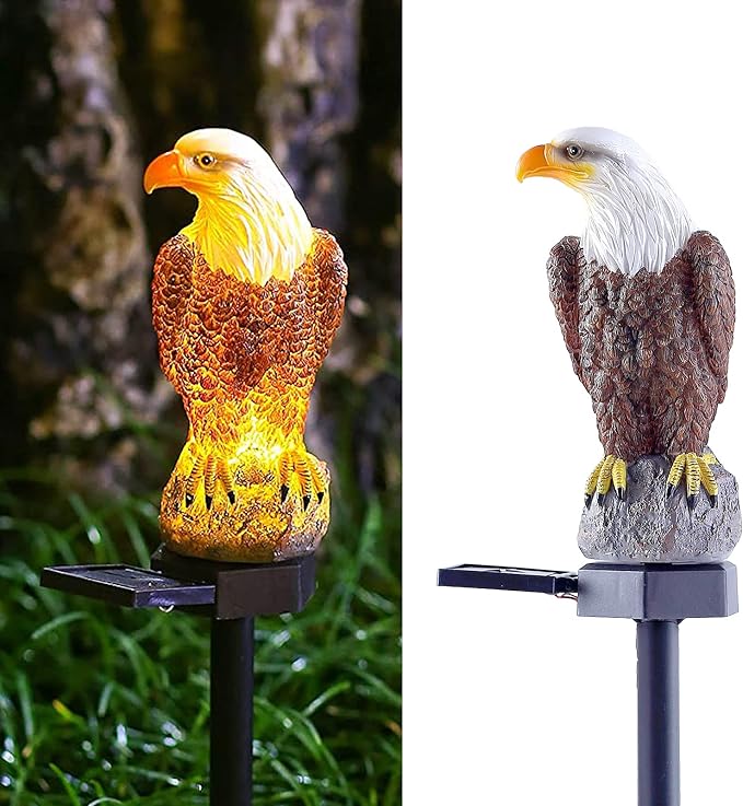Eagle Figurine Garden Solar Stake Light Eagle Solar Lights Outdoor Decorative Bright Light Eagle Statue for Garden, Lawn, Patio, Yard Decoration(2pack)