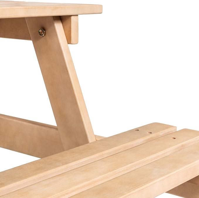 JONATHAN Y Shoreham 55.18" Eucalyptus Wood Outdoor Picnic Table with Benches for Patio, Rectangular Dining Set with 2" Umbrella Hole, Heavy Duty 700 lbs Capacity, Light Teak BNH200B-NEW