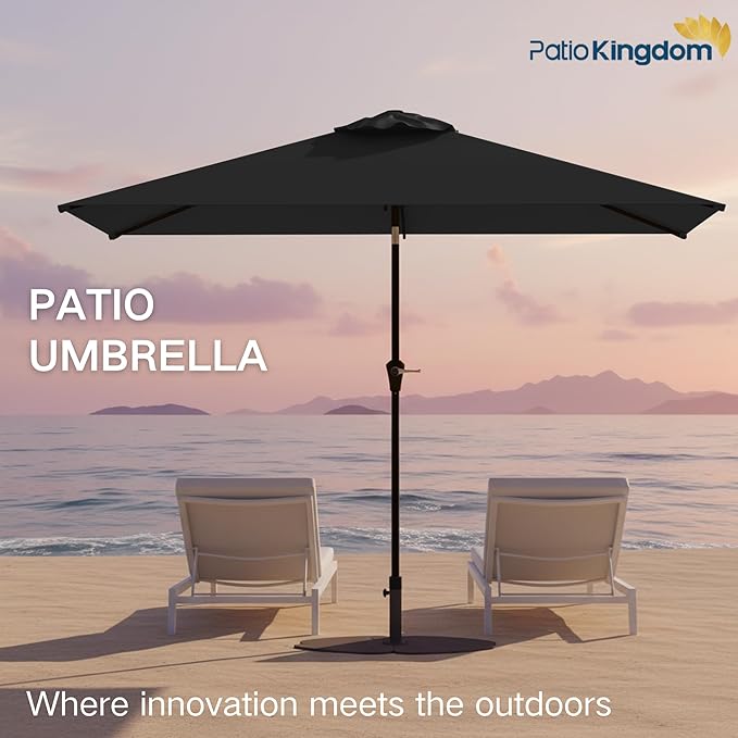 6.5'x10' Rectangular Patio Outdoor Umbrella,Large Coverage with Push-Button Tilt & UV Protection,Sturdy Ribs for Deck,Lawn,Pool,Backyard
