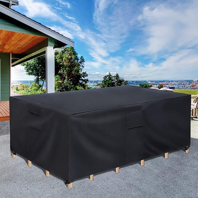 Patio Furniture Covers, 600D Outdoor Furniture Covers Waterproof, Patio Covers for Outdoor Furniture, Table and Chair Set Covers for Rainy, Snowy and Sunny, 126 x 63 x 28 Inch