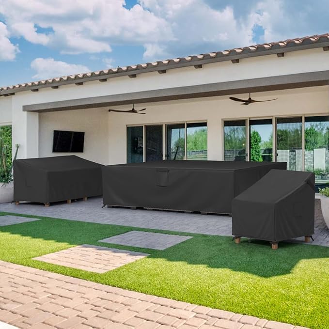 MR.COVER Outdoor Furniture Cover Waterproof, Rectangular Patio Sifa Cover, Summer UV Resistant & Winter Snow Proof 600D Heavy Duty Outdoor Table and Chair Protection Size 98L x 78W x 28H inch