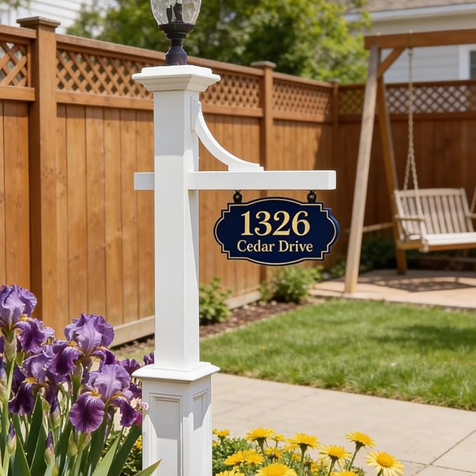 Personalized Hanging Address Sign, Custom Address Signs for Houses Home Yard Mailbox, Single Double Sided Custom Street Name Outdoor Address Decor Sign (Style2)
