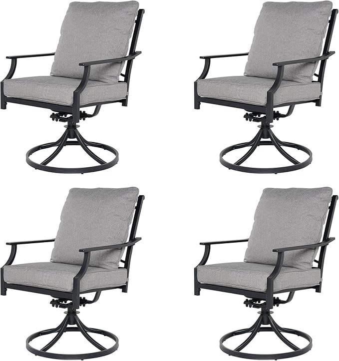 Grand patio Outdoor Patio Dining Set 4 Swivel Dining Chairs Outdoor Furniture Set with Olefin Cushions, Patio Dining Chairs for 4, Grey