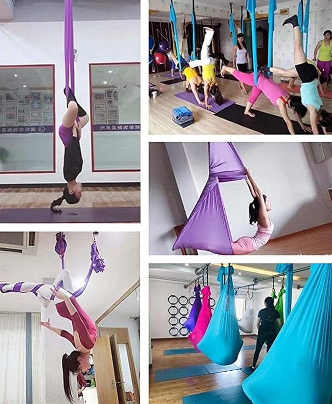 Indoor Sensory Swing Chair for Kids Or Adults Adjustable Aerial Flying Yoga Hammock Children Therapy Hanging Seat Outdoor Garden (Color : Light Purple, Size : 150 x 280 cm)
