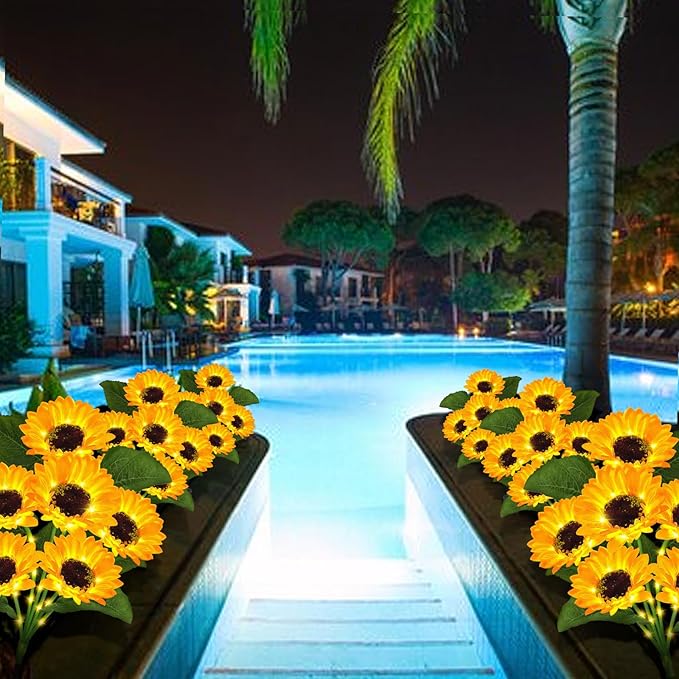 VOOKRY Solar Lights Outdoor, 6 Pack with 36 Sunflower Lights, Waterproof Solar Flowers Garden Decor, Birthday Gifts for Mom Women Grandma, Sunflowers Yard Decoration for Lawn Backyard Patio Flowerbed