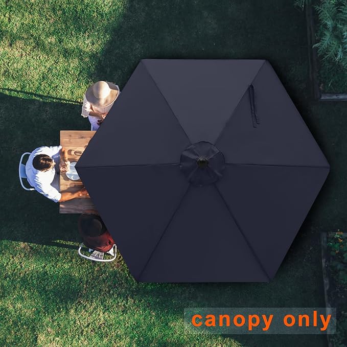 MASTERCANOPY Patio Umbrella 7.5 ft Replacement Canopy for 6 Ribs-Navy Blue Canopy Only
