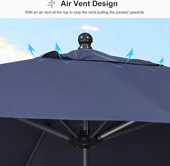 PURPLE LEAF 11.5' x 8' Patio Market Umbrella Outdoor Table Sun Umbrellas with Crank 8 Aluminum Sturdy Ribs for Pool Deck Backyard Beach Navy Blue