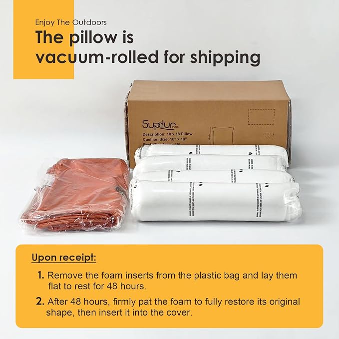 Outdoor Sunbrella Decorative Pillows Pack of 4, 18" x 18" Outdoor Pillow Set for Couch Bed Throw Patio Sofa, Royce Walnut