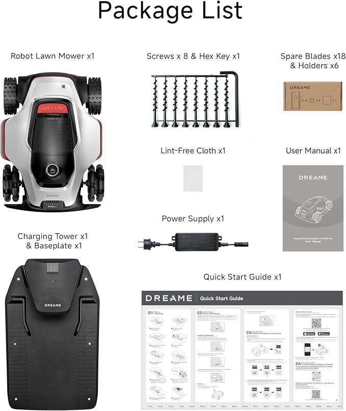 DREAME LiDAR 2500 Robot Lawn Mower A3 AWD Pro Wire Free No RTK, 4WD for 38.7° Slopes, Dual AI Vision Robotic Lawn Mowers,Dual-Disc Cutting 15.8" Width, Smart Zero-Edge, App Control for 0.62 Acre