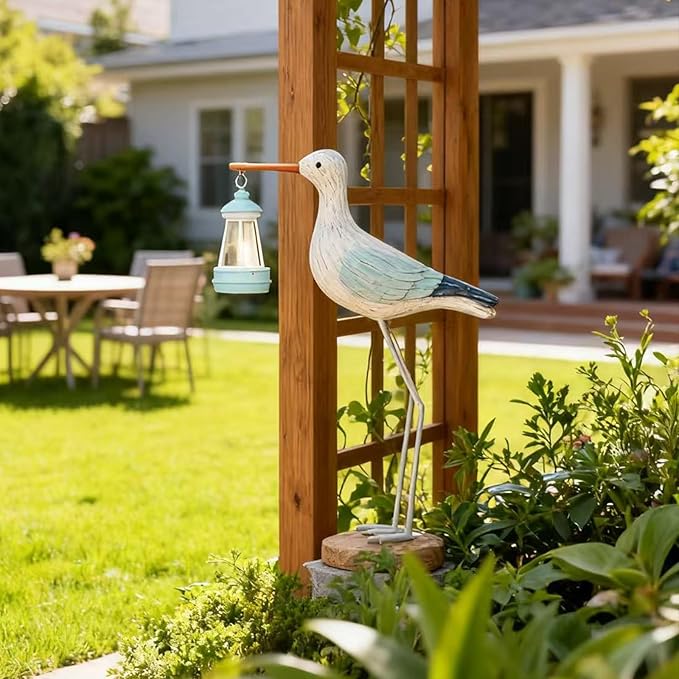 Adorable Solar Seagull Garden Statue Light 11"(W) x3.2(D) x13.8(H) - Outdoor Indoor Decor for Yard Patio Balcony, Ideal Mother's Day for Mom Grandma Wife Women