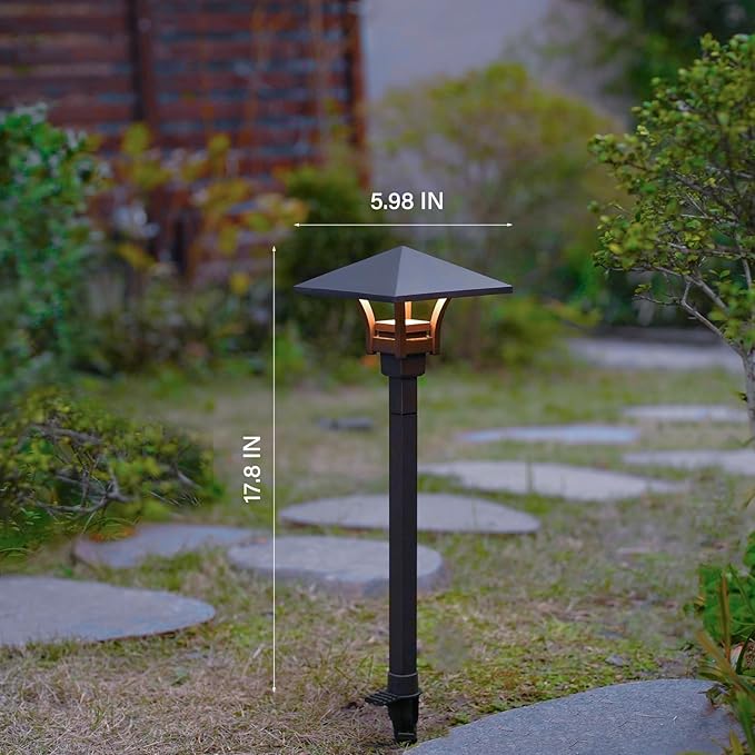 GOODSMANN Landscape Lighting Low Voltage Landscape Path Lights Oil Rubbed Bronze 8PK Path Lights Low Voltage 4W LED 32 Lumen 3000K Warm White with Cable Connectors