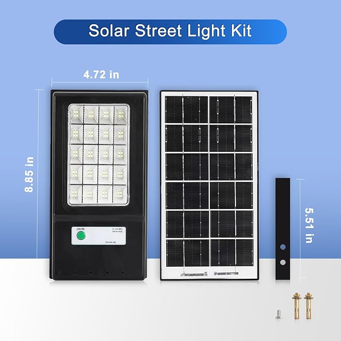 Solar Street Light Outdoor 2000LM, 6500K LED Floodlight with Motion Sensor, Dusk to Dawn Security Lighting, IP67 Waterproof Solar Powered Light for Yard, Garden, Driveway (1 Pack)