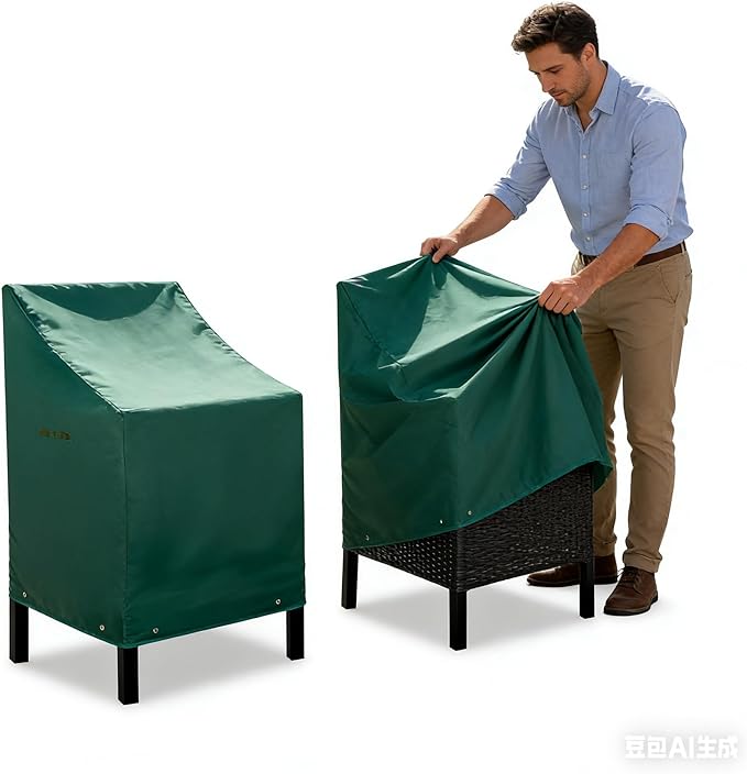 RosieLily High Back Patio Chair Covers Waterproof Heavy Duty Stackable Outdoor Bar Stool Cover Patio Furniture Covers Outside Lounge Deep Seat Covers, High Back-2 Pack Green