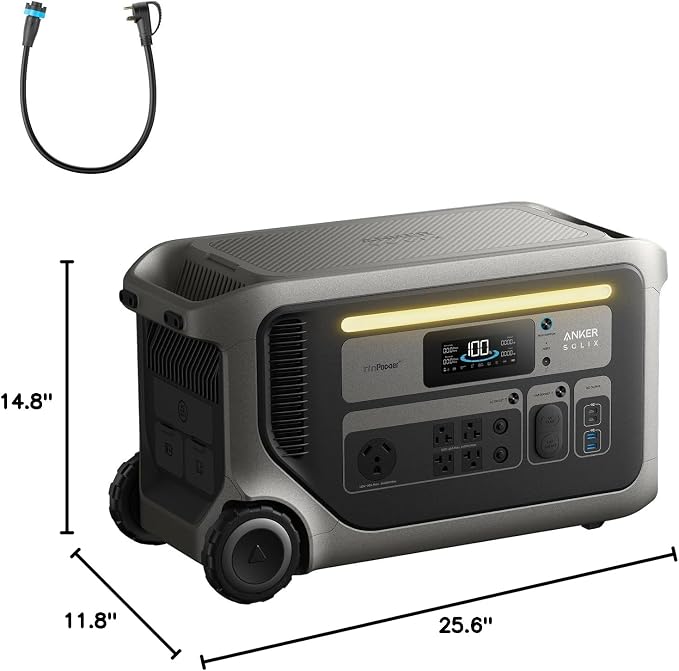 Anker SOLIX F3000 Portable Power Station and TT-30 Charging Cable,3,072Wh, 6,000W Recharging, Solar Generators for Home Use, For Power Outages, Camping, RVs, Emergencies