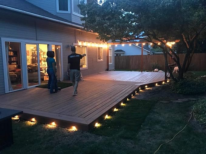 FVTLED Pack of 10 Warm White Low Voltage LED Deck Lights kit Φ1.38 Outdoor Garden Yard Decoration Lamp Recessed Landscape Pathway Step Stair Warm White LED Lighting, Black