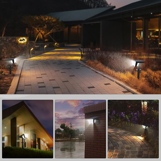Latband Solar Spot Lights Outdoor IP65 Waterproof, 53 LEDs Solar Powered Garden Yard Lights Outdoor 3 Modes Landscape Spotlight Wall Light with Auto On/Off for Driveway Porch 2 Pack (Cool White)