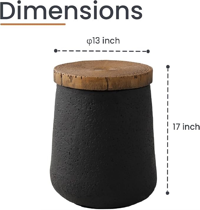 HOMPUS Concrete Outdoor Side Table Sets of 2, 2 Pieces Cylinder Shaped Round Coffee Table, Plant Stand Outdoor Accent Table Modern Patio End Table Sets for Garden, Paito, Living Room
