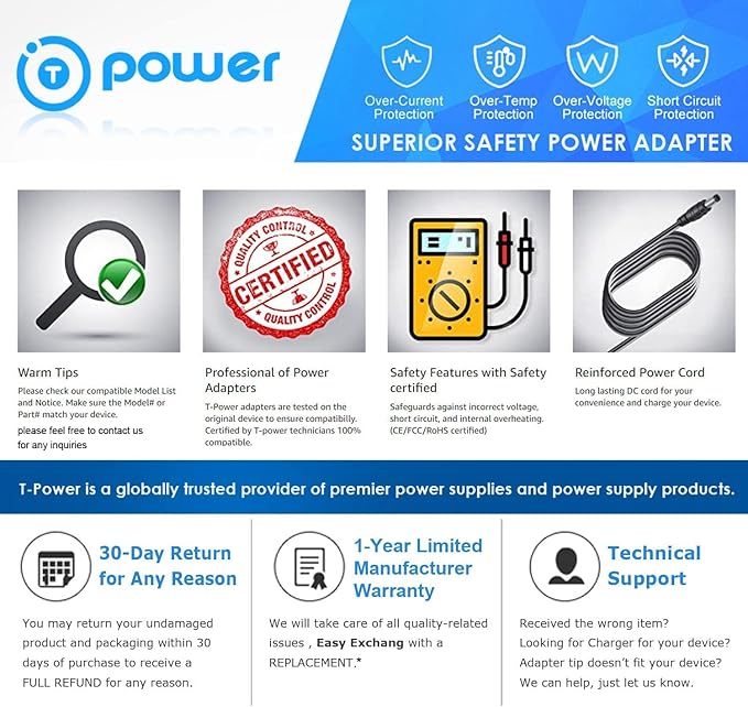 T POWER 42V Charger for Homdox H24 H2G H2BL2 M5233 5324-BL1 Bergwerk Teande Pro Pressure Washer Gun WEC-26WUAP - 42000050AA Dc Ac Adapter Class 2 Power Supply
