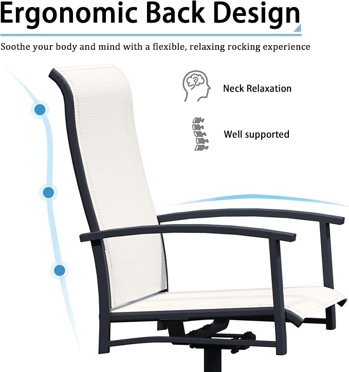 Outdoor Swivel Rocker Dining Chair Set of 6, All Weather Patio Dining Chair with Textilene High Back and Metal Frame, Backyard, Lawn Garden and Deck Porch Patio Furniture Set