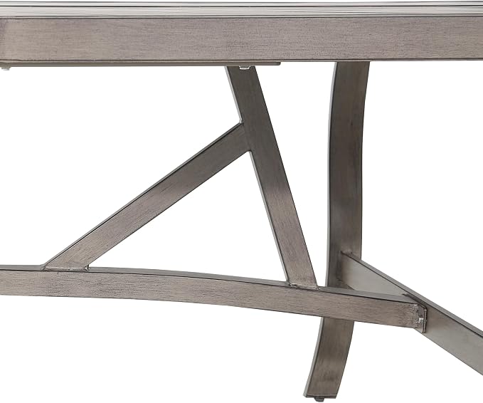 Ulax furniture Outdoor Patio Dining Table - Weather-Resistant Steel Frame & Wood-Grain Concrete Tabletop - Umbrella Hole for Garden, Backyard, Picnics (70-Inch)