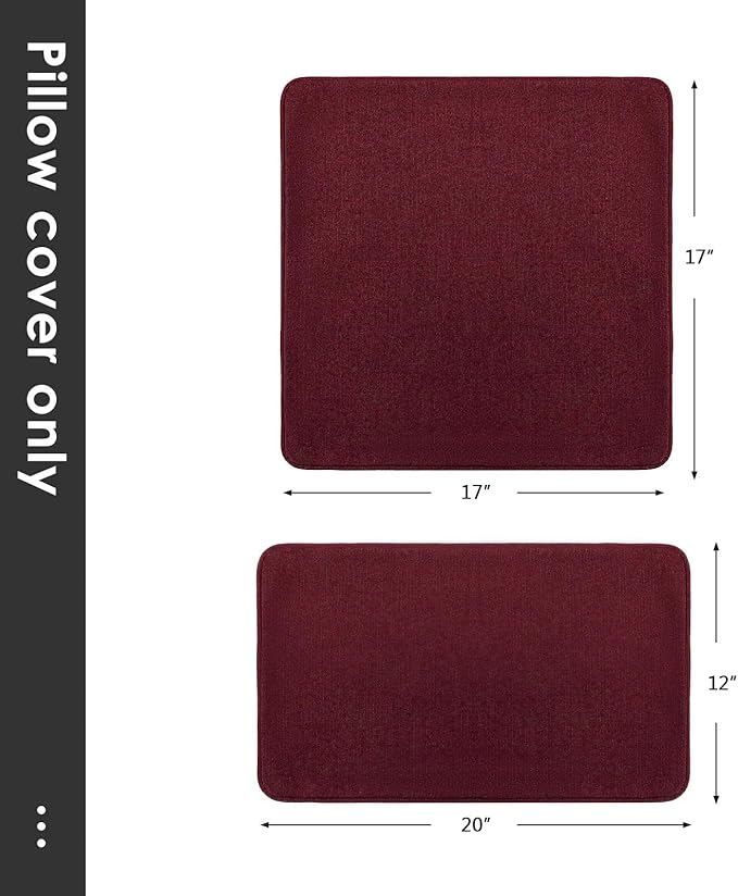 Unimatta Outdoor Sunbrella Decorative Throw Pillow Covers Only, Pack of 4, 17"x17" & 20"x12" Water Repellent Replacement Lumbar Pillow Case for Patio, Couch, Sofa and Patio Furniture, Spectrum Ruby