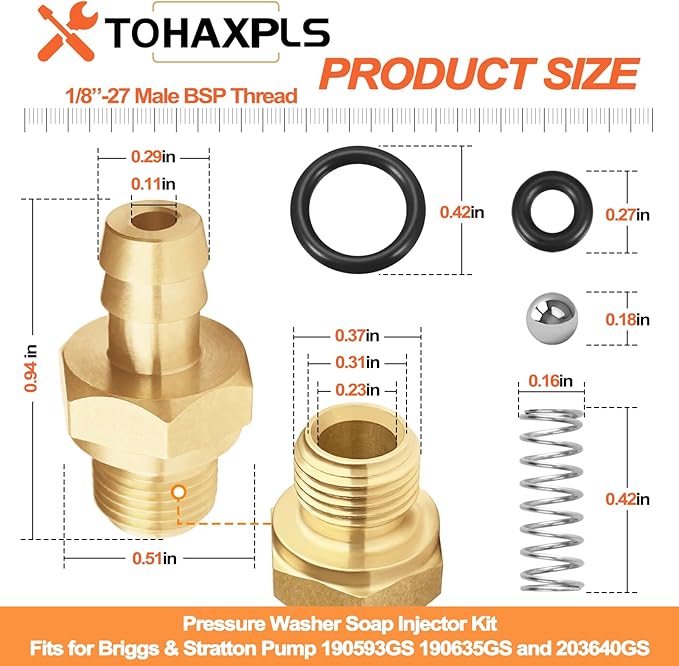 7104228 Pressure Washer Chemical Soap Injector Kit Fits for Briggs & Stratton, Homelite, Ryobi & Husky Replaces 190593GS 190635GS & 203640GS (2 Set)